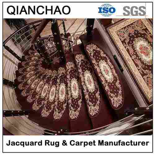 Coffee 100% Polyester Machine Made Jacquard Rug For Stair