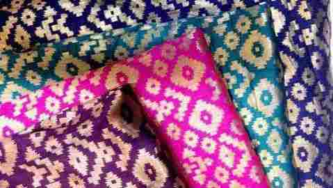 Geometric Zari Woven Brocade Silk Fabric