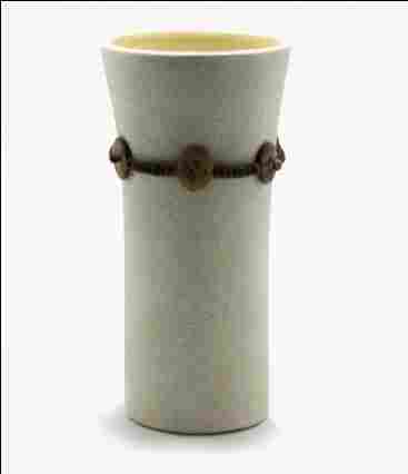 White Ceramic Vase With Dangles
