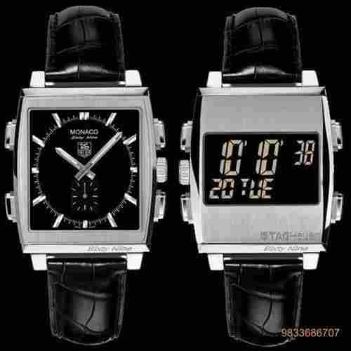 Monaco 69 Dual Black Dial Chronograph Mens Watch