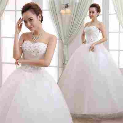 Khusboo Bollywood Designer White Wedding Ball Gown