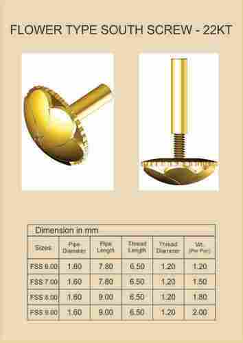 Flower Type South Screw 22KT Nose Pin