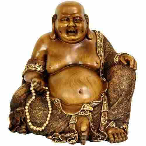 Brown Wooden Laughing Buddha For Home Decor And Gift Purpose