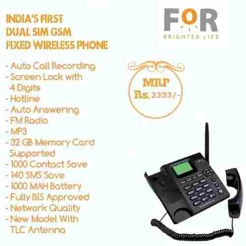 Gsm Walky Double Sim Land Line Phone With Auto And Manual Recording