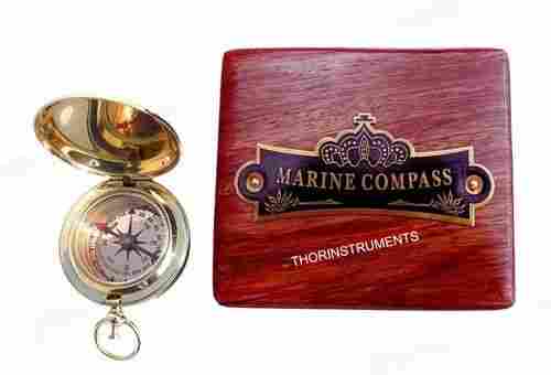 Handmade Brass Puss Button Direction Pocket Compass