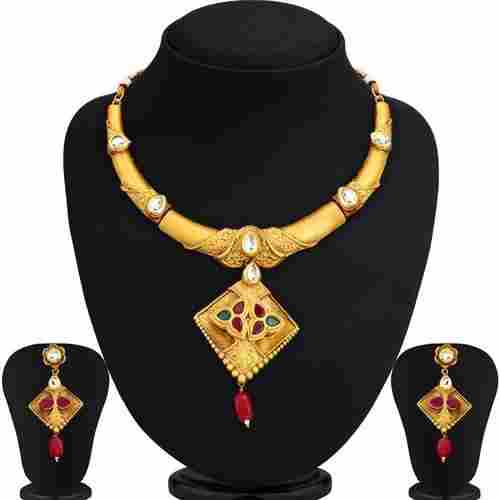 Cluster Gold Plated Necklace Set For Women