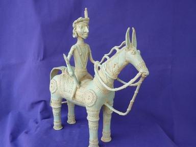 Dhokra Handicraft Tribal Man Riding Horse