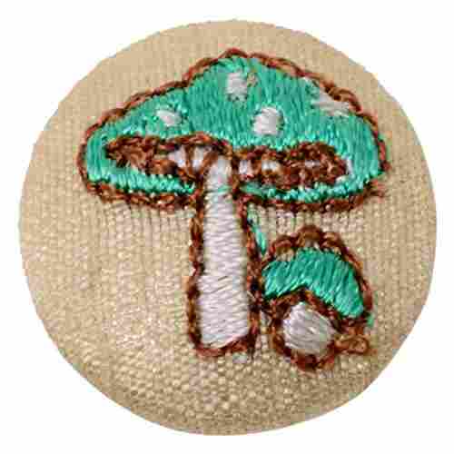 Green & Beige Thread Embroidery Flower Design Buttons