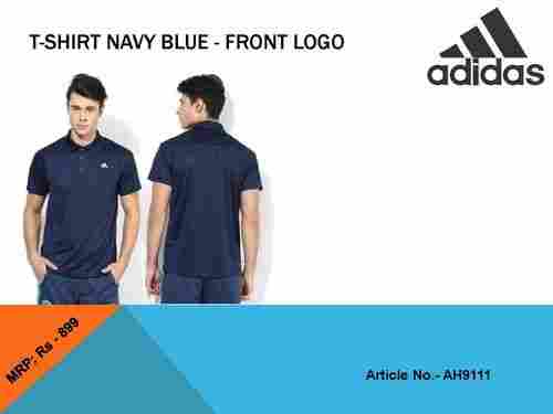 Men Navy Blue T Shirt- Front Logo (Adidas)
