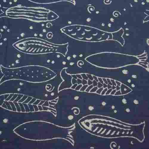 Indigo Blue Fish Print Fabric