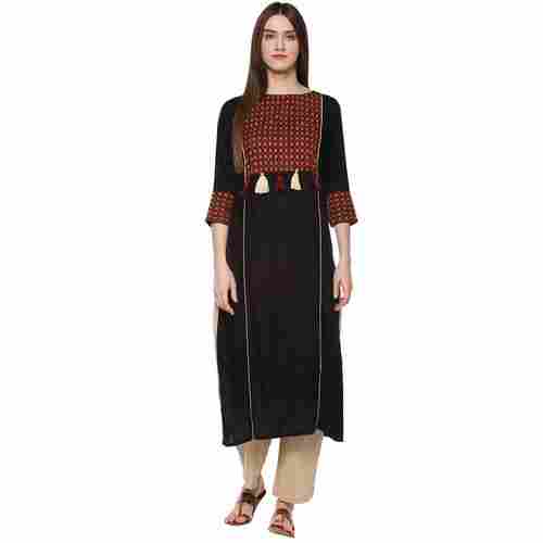 Handloom Palace Solid Pattern Straight Kurtis For Womens