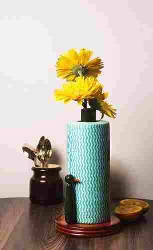 Wooden Tissue Roll Holder and Flower Vase- Green and Orange