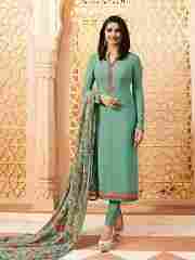 Rahi Fashion Prachi Desai Sea Green Color Royal Crape Embroidered Straight Suit