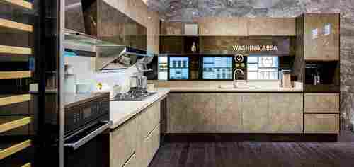 2.Gray UV Lacquer L-Shaped Kitchen Cabinet (PLCC18075)