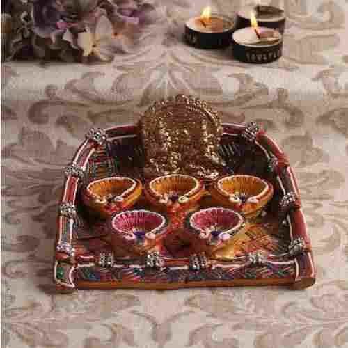 Best Price Decorative Clay Diwali Thali