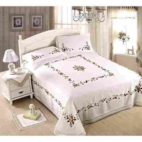 Plain Cotton Embroidered Bed Sheets