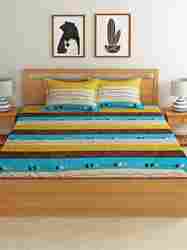 Printed White Cotton Double Bed Sheet