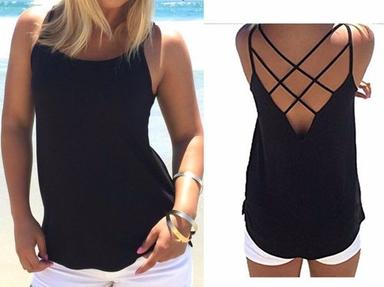 All Color Women Casual Backless Loose Strap Camisole Blouse Tank Tops