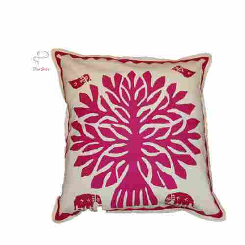 Patch Work Mehroon Tree Cushion Cover