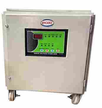 10 KVA Digital Servo Voltage Stabilizer with Four Wheels at Base