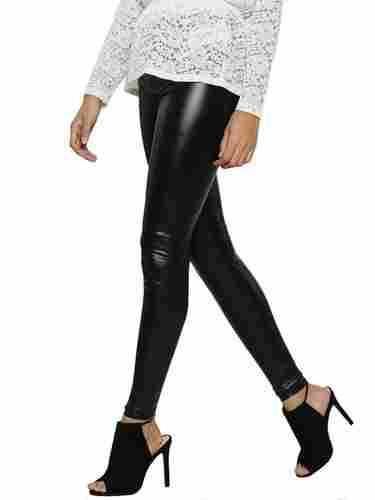 Black Skinny Fit St reachable PU Coated Faux Leather Jeggings