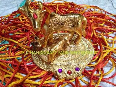 White Mewthal Aluminum Gold Plated Kamdhenu Cow Use: Gift