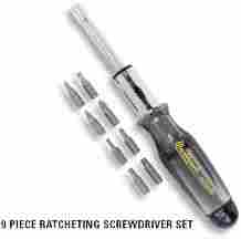 9 Piece Ratcheting Screwdrivers Set