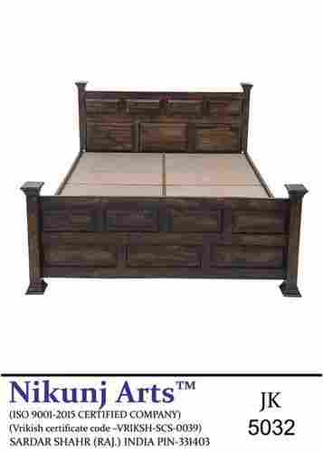 JK5032 Brown Natural Modern Solid Wooden Bed