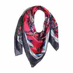 Branded Women's Polyester Satin Square Scarf