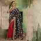 Red And Blue Designer Party Wear Saree