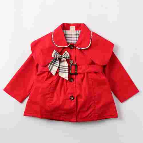 Full Sleeves Red Coat With Bow