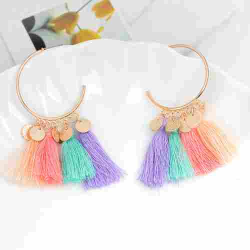 Custom Jewelry Creative Color Tassel Contrast Earrings