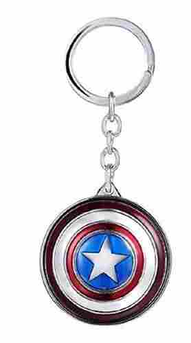 SHT Silver Rotatable Captain America Shield Metal Key Ring