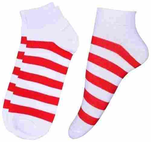 Red And White Combed Cotton Socks