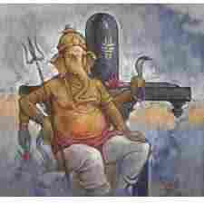 Lord Ganesha Oil Painting 