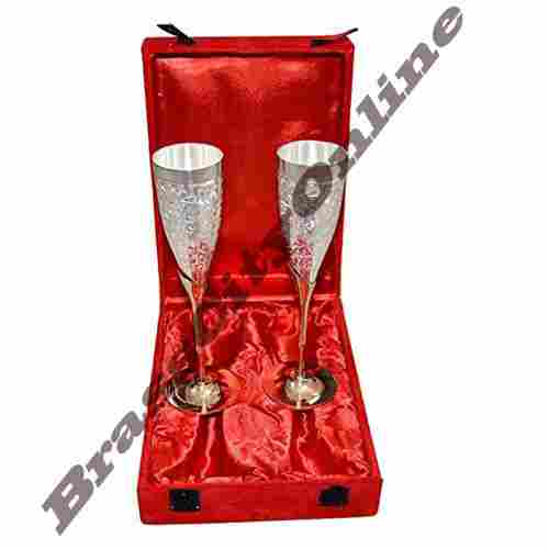 Brass Silver Plated Glass (Goblet) Handcrafted With Beautiful Carving