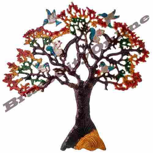 Handcrafted Multi-Color Metal Tree Model Wall Mount