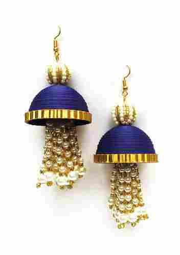 Navy Blue Fancy Latkan Earrings