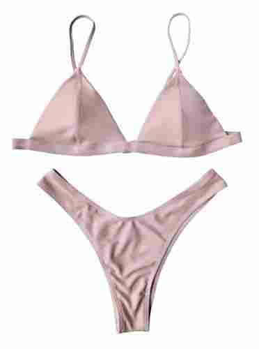 Pink Women Brazilian Triangle Bikini Set