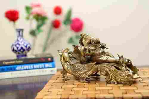 Brass Figurine Ganesha On Royal Chair