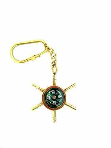 Nautical Ship Wheel Compass Keychain