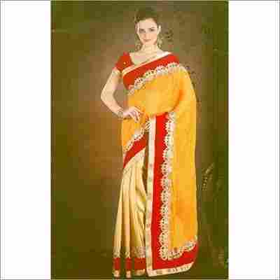 Georgette Pallu with Golden Fabric Fancy Sarees