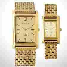 Golden Colour Rectangular Dial Analog Wrist Watch