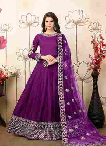 Full Sleeves Violet Color Anarkali Suits