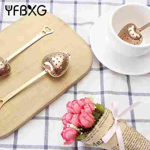 Rose Gold Tea Infuser Wedding Favor Copper Heart Shape