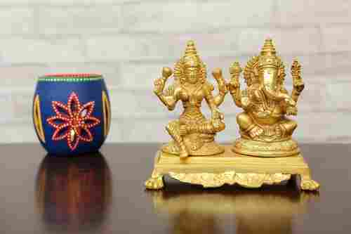 Brass Figurine Lakshmi Ganesha Set With Singhasan