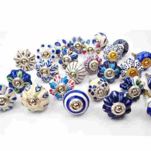 Handmade Blue Pottery Door And Drawer Knobs