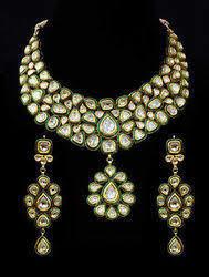 Fashionable Kundan Meena Necklace Set Indian Jewelry Chandelier Earrings