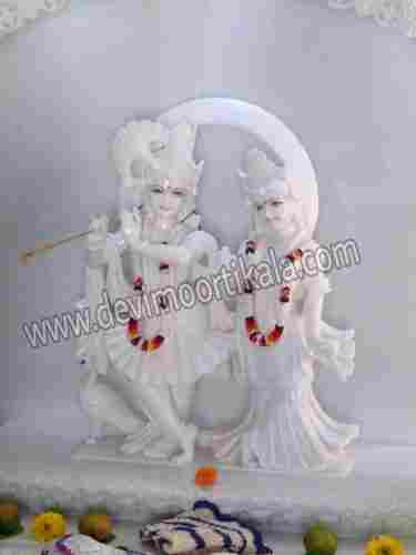 Pure White Marble Radha Krishan Statue
