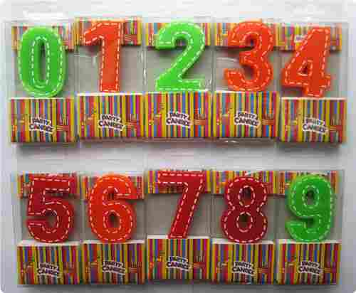 Beauty Stitches Printed Numerical Birthday Candles With White Short Line Border Wax